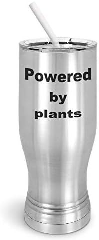 צמח Pixidoodle מונע צמחוני טבעוני פילסנר כוס עם מכסה מחוון עמיד בפני שפיכה וקש סיליקון