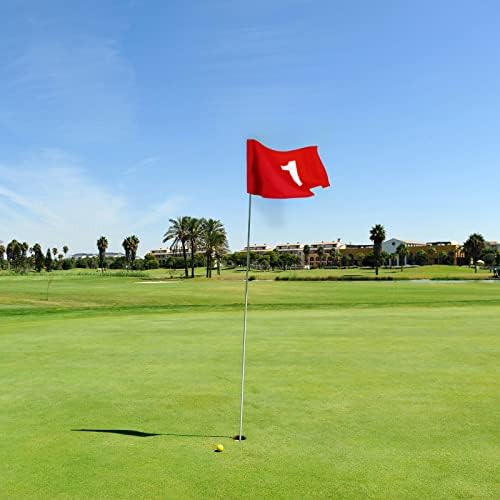 9 חתיכות דגלי גולף ממוספרים גדולים עם צינור מוכנס 20 אינץ 'על 14 אינץ' גדול מדי לשים דגלים ירוקים לבן מספר 1-9, דגל ניילון