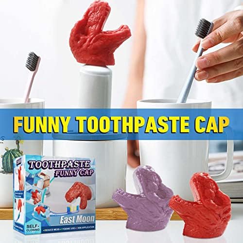 Gigesute 2 PCS כובע משחת שיניים ומתקן סחיטת משחת שיניים, טופר משחת שיניים מצחיק לילדים, מחזיק סחיטת משחת