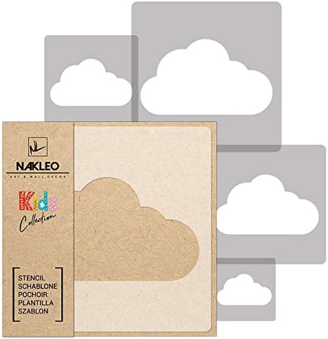 Nakleo 5 PCS שבלונות פלסטיק לשימוש חוזר - Cloud Cloudlet Nimbus - 13.4 עד 3.5 - דפוס ילדים לילדים צביעת תבנית תבנית - ריהוט