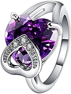 שרשרת אצבעות אמצעית בצורת יהלום בצורת לב, זירקון זירקון מיקרו טבעת מיקרו טבעת תכשיט יום הולדת הצעה מתנה טבעת מסיבת