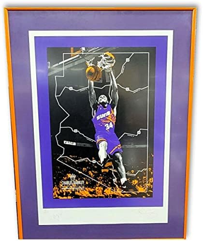 צ'רלס בארקלי חתום על חתימה מוסגרת ליטוגרף פיניקס סאנס JSA MM49855 - Artograped NBA Art
