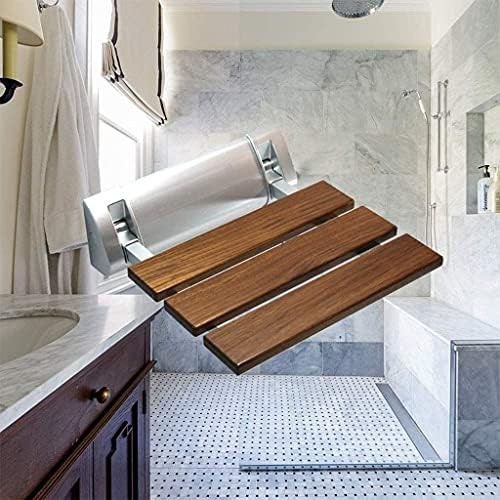 מקלחת מושב טיק תליית קיר שרפרף, שרפרף כניסה, קיר תלוי כיסא, אמבטיה מתקפל קיר כיסא, מתקפל מקלחת מושב קיר רכוב
