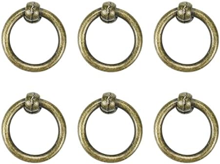 PASTLLA 6 יחידות משיכות טבעת ברונזה, משיכות טבעות ברונזה עתיקות משיכה משוך סגנון פשוט ידיות טבעת עגול