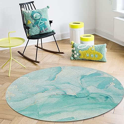 שטיח שטח עגול גדול לחדר שינה בסלון, שטיחים 4ft ללא החלקה לחדר ילדים, דפוס שיש מינימליסטי צהבה שטיחים שטיחים שטיחים