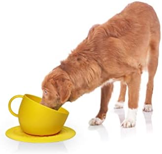 ארצות חיות מחמד סט כוס-כלב קערת האכלה מחצלת, תוצרת איטליה, מעצב: גבריאל וולה, צבע: צהוב, קיבולת: 85 עוז