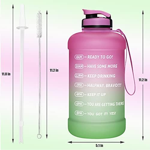 פאסר חצי גלון/64oz בקבוק מים עם קש קש וזמן, פה רחב עמיד בפני דליפות BPA פנח מים מוטיבציוני ספורט עם מדידות כדי להבטיח שתשתו