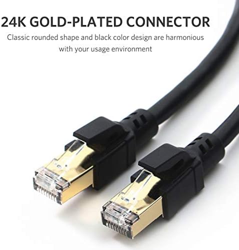 כבל Ethernet של Attmono Cat8, כבל תיקון רשת מקצועי 40GBPS 2000MHz S/FTP LAN חוטי LAN, כבל כבל אינטרנט במהירות גבוהה