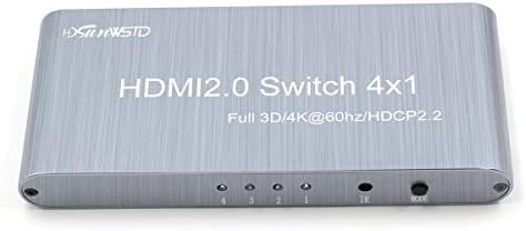4x1 HDMI 2.0 מתג מטריקס 4 ב 1 Out HDMI Stringer Splitter 4K, HDMI 1.4, HDCP2.2, 1080p תואם ל- PS3 PS4 Roku Blu