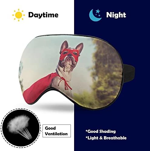 גיבור סופר גיבור צרפתי בולדוג מסכת עיניים רכה מכסה הצללה אפקטיבית מסכת שינה נוחות עם כיסוי עיניים עם רצועה