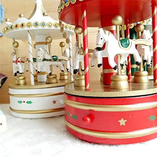 Lkkybooa מעץ קלאסי קלאסי קרוסלה קופסת מוזיקה קישוטי חג המולד חמודים (צבע: B, גודל