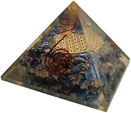 Sharvgun Pyramid Pyramid Lapis Lazuli פרח אבן חן של חיים אורגון פירמידה הגנה על אנרגיה שלילית 65-70 ממ, אטרא פירמידה גדולה
