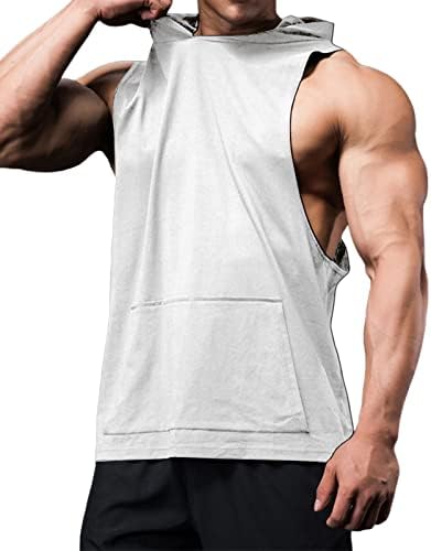 גברים של סלעית גופיות כושר אימון אימון נים שרוולים פיתוח גוף שרירים מנותק חולצה עם כיס
