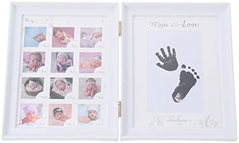 מסגרת תמונה של תינוק שזה עתה נולד: טביעת טביעת טביעת יד תינוק
