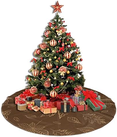סתיו של העלים חצאית עץ חג המולד, חום כהה עם עלי זהב בגודל 30 אינץ 'עץ עץ עץ חג המולד עץ חג מולד לחג המולד לשנה החדשה