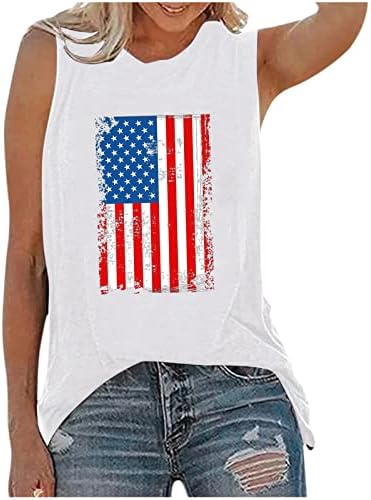 סונאי נשים של רופף בכושר גופיות ארהב אמריקאי דגל הדפסת גרפי טיז אופנה שרוולים צווארון עגול אתלטי חולצות