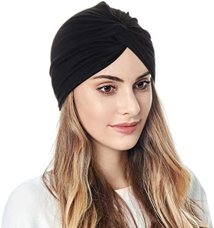 נשים לעטוף טורבן מראש קשור כפת כובעי ראש כורכת אלסטי מוצק צבע קשר בימס קל סרטן בארה ' ב