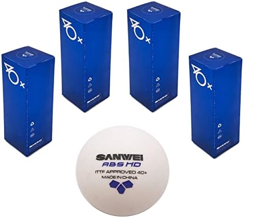 Sanwei ABS HD 3 כוכבים כדור טניס שולחן, ציון תחרות, לבן, חומר חדש, כדור טניס שולחן קשה במיוחד. עמיד מאוד