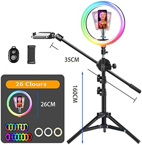 LMMDDP RGB צילום וידאו טבעת מעגל תאורה מילוי תאורה מצלמת צילום סטודיו טלפון מנורת selfie עם חצובה מעמד זרוע בום