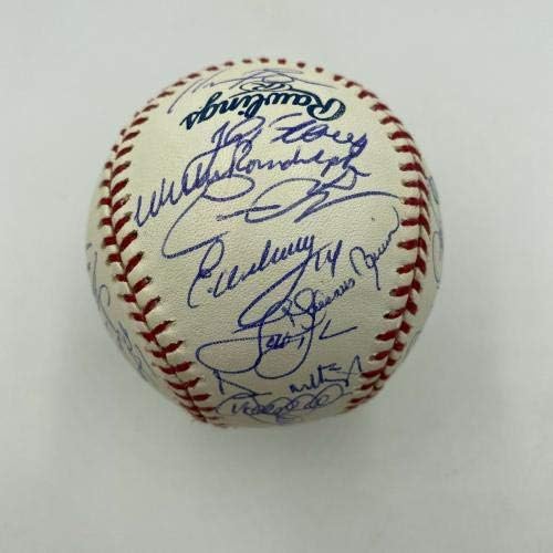 2004 צוות ינקי ניו יורק חתם על בייסבול דרק ג'טר מריאנו ריברה 36 סיג JSA - כדורי בייסבול עם חתימה
