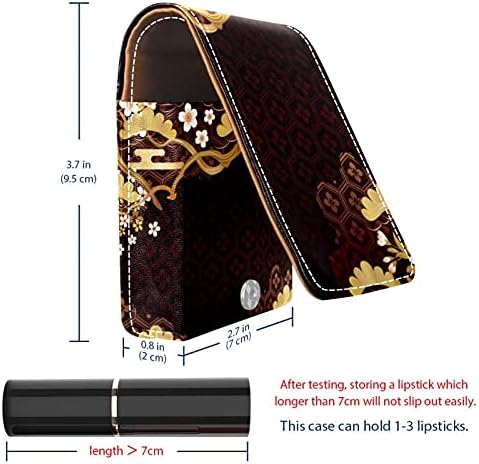מסורתי יפני עץ פרח דפוס גלוס מחזיק שפתון מקרה נייד איפור תיק נסיעות שפתון ארגונית מקרה עם מראה מיני שפתון תיבת אחסון