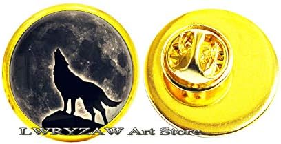 ירח וולף סיכות גברים סיכה סיכה זאב סיכת ירח סיכה זאב מיילל על תכשיט הירח הירח, סיכת סיכה של ירח זאב, M368