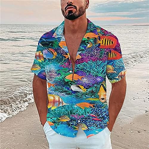 קיץ גברים חולצות גברים של הוואי פרחוני חולצות כפתור למטה טרופי חג חוף חולצות בתוספת גודל גברים