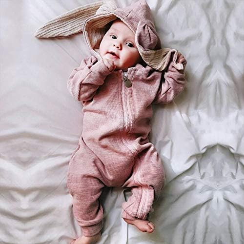 RELABTABY יילוד תינוקת ילדה רומפר רומפר כותנה ארנב חמוד שרוולים ארוכים קפוצ'ון קפוצ'ון קפוצ'ון גוף גוף סרבל