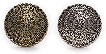 5 יח 'מעגל מתכת עיגול מעגל פרחים דפוס כפתורי וינטג' עגולים מלאכה לעיצוב בגדי תפירה DIY