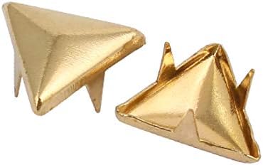 X-DREE 200 PCS 12 ממ משולש נייר בצורת נייר BRAD צליל זהב לראקפינג DIY מלאכת DIY (200 יחידות 12 ממ Triángulo en forma