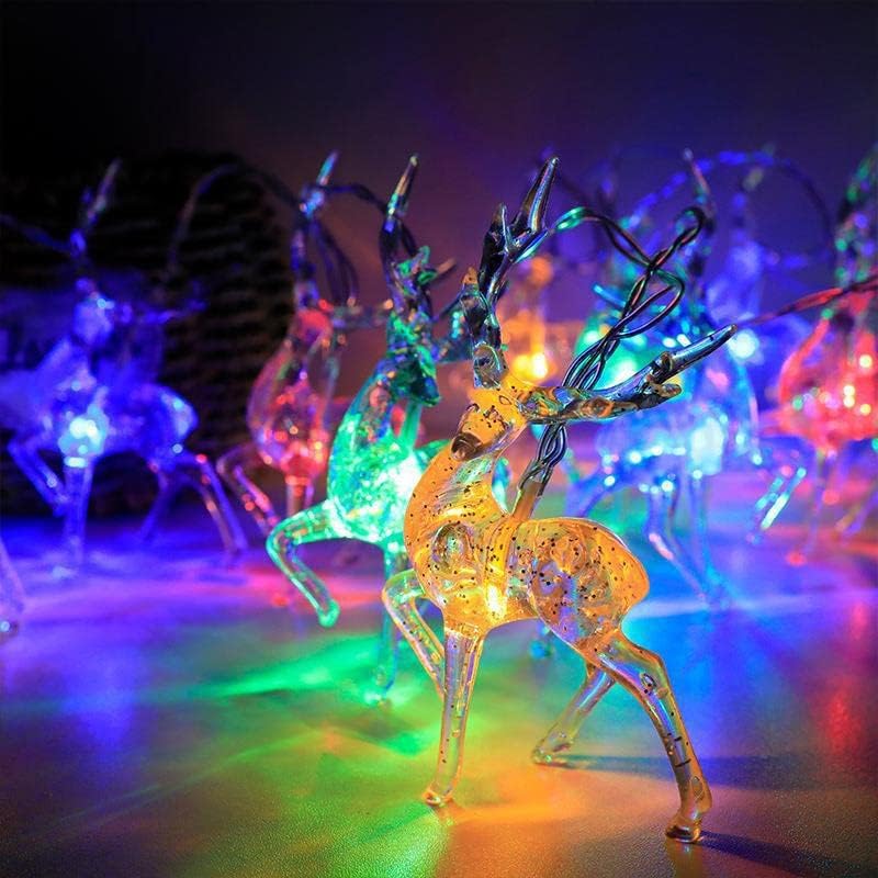 אורות מחרוזת LED לחג המולד של OUHOE, אורות מיתרים לחג איילים תלת מימדיים איילים איילים
