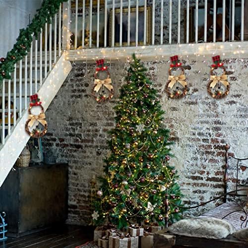 Eioflia/ זר חג המולד, זר מעגל הגפן עם נורות LED, תליון דלת קדוש חג המולד, קישוטי חג המולד, זר חג המולד, חלון