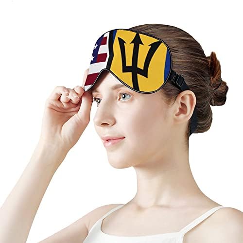 דגל אמריקאי וברבדוס מסכת עיניים דגל עין קלה חוסמת מסכת שינה עם רצועה מתכווננת לטיולים משמרת שינה