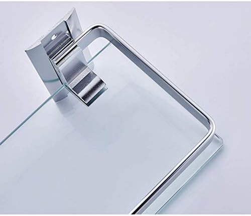 מדף רב -פונקציונלי של YGCBL, מדף אמבטיה קשוח 8 ממ מדפי זכוכית קיר אמבטיה קיר רכוב מקלחת מתלה לאחסון, אלומיניום שטח/60 סמ