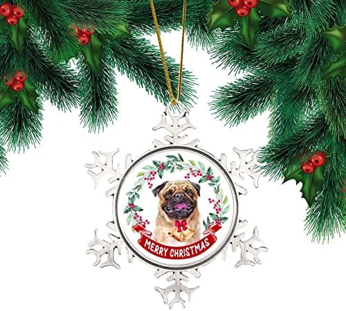 Merrychristmas כלב מחמד 2022 פתית שלג קישוט חג המולד ירק זר כלב חג המולד קישוט פתית שלג מתכת זר כלב חג המולד קישוטי חג המולד