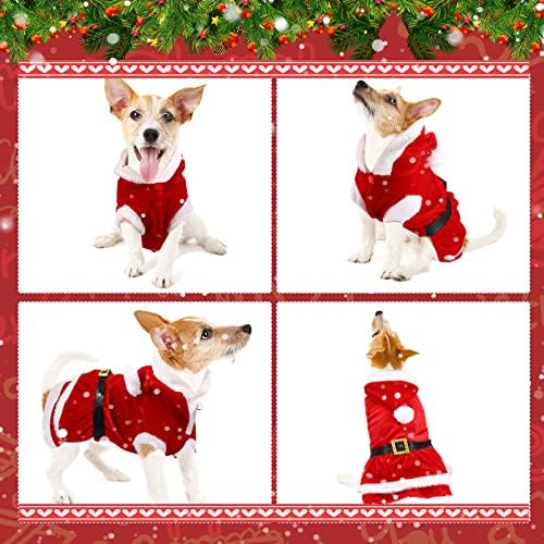 תחפושת לחג המולד של הכלב סנטה קלאוס תלבושות כלב תלבושות כלבים לחג המולד לכלבים קטנים קפוצ'ון חורף חליפת סנטה כלב עם בגדי חיית