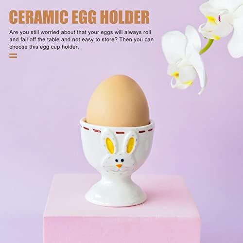 ביצת כוס מחזיק ביצים ארגונית: קרמיקה ארנב מודפס ביצת סטנד ביצת מגש מדיח כלים מבושל ביצה מחזיק כלי שולחן מטבח כלי עבור פסיסט