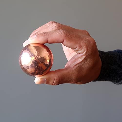 גבישי סאטן כדור נחושת כדור אלכימאי מתכת מטאפיזית כדור ריפוי 1.5-1.75 אינץ '