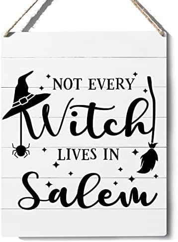 מצחיק לא כל מכשפה מתגוררת בסאלם שלט עץ קיר לוח תלייה פוסטרים בית חווה 10 x8 קישוט כפרי ביתי