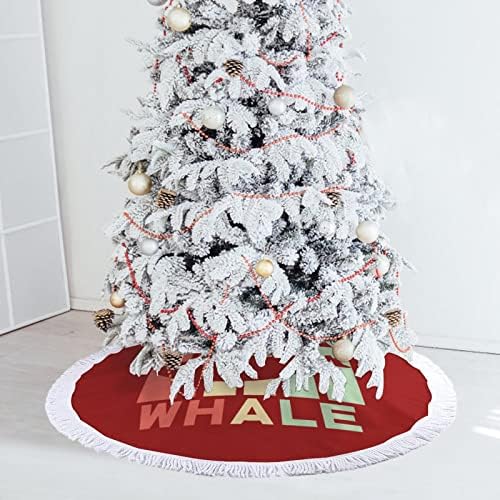 חצאית עץ חג המולד של לוויתן רוצח חצאית עץ חג המולד אדום עגול חג המולד עם קצה משולב לקישוטי חצר חיצוניים מקורה
