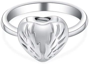 Ruitaiqin jnxl 1pcs נירוסטה כנפי מלאך מיני טבעת מחזיקים אהובים אפר אפר שריפת טבעת לנשים טבעת אצבעות 0223