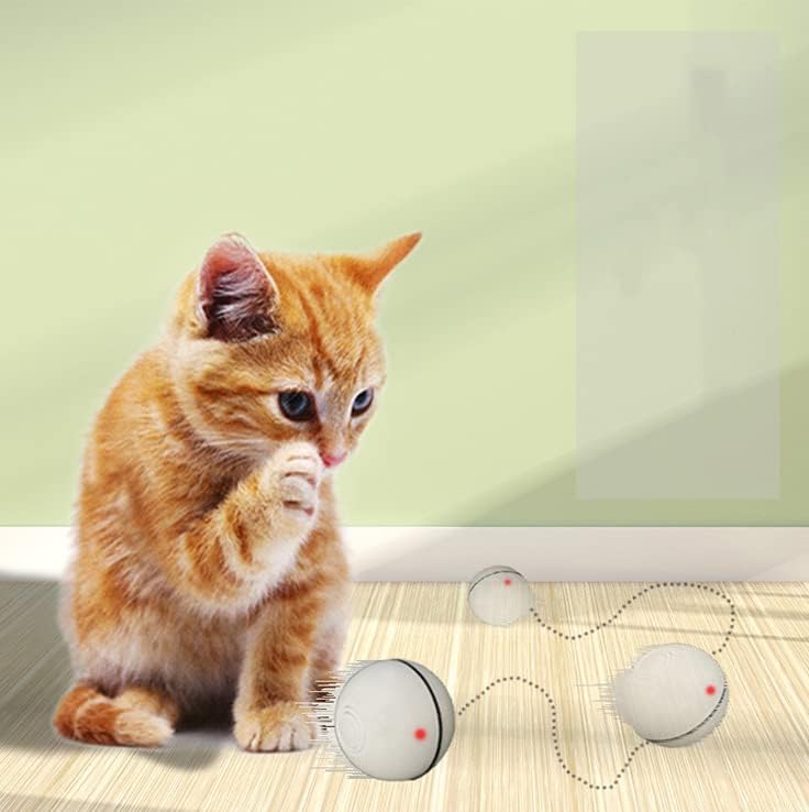 כדור צעצוע חתול נע אוטומטי עם אורות LED אביזרי חיית מחמד לאילוף כדור גלגול לחתלתול לחתלתול אוטומטי ייחודי ייחודי