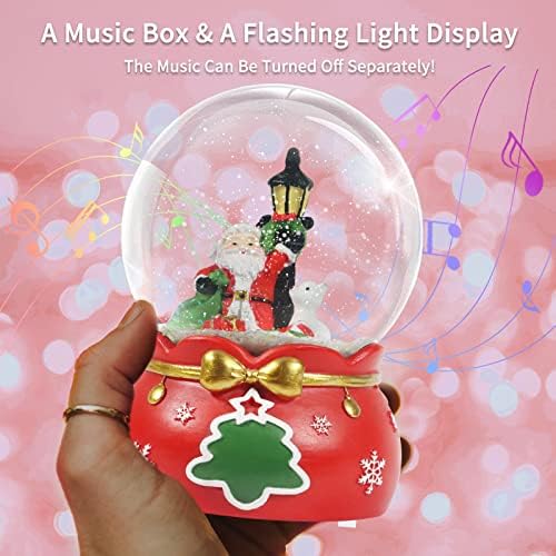 גלובוס השלג של חג המולד של יוליסקי, גלובוס מים מוזיקלי עם 8 מוסיקה ואורות צבעוניים, גלובוס נצנצים של 100 ממ, קישוט