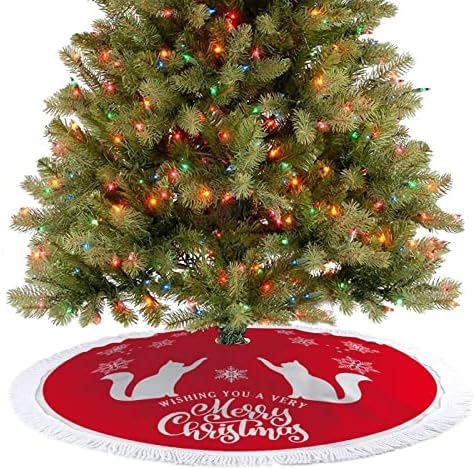 חצאית עץ חג המולד עם ציצית, מאחלת לכם מחצלת עץ חג המולד שמח חג שמח, חצאית עץ חורף 30 אינץ