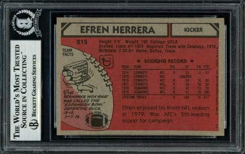 אפרן הררה חתימה משנת 1980 Topps Card 215 סיאטל סיהוקס בקט באס 11317569 - כרטיסי כדורגל עם חתימה של NFL