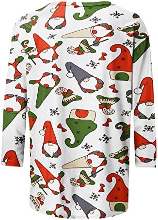 מכוער חג המולד חולצות לנשים 2022 מצחיק חמוד איילים הדפסה מזדמן 3/4 שרוול צווארון עגול סוודר חולצות איילים צבי איל