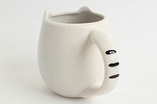 מינו כלי חרס יפני ספל חרס כוס חתול צורה שיפון לבן מיוצר ביפן CPM010