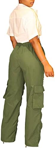 מכנסי רץ לנשים ווגטיים מכנסיים אלסטיים מותניים גבוהים עייפות צבא עייפות מכנסי מטען ישר מכנסי עבודות רגל רחבות