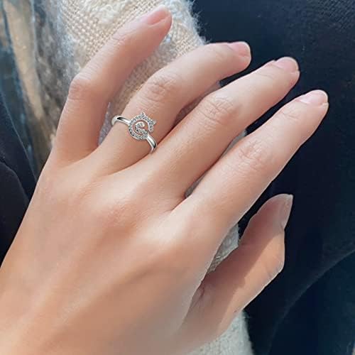 טבעת ורד טבעת טבעת חתול חמוד לנשים עם טבעת זירקון זירקון זירקון זירקון טבעת צמיד פשוט מתכווננת חבילה מתכווננת