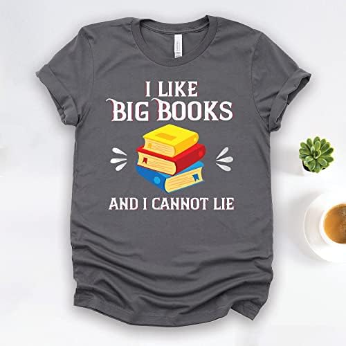 אני אוהב ספרים גדולים ואני לא יכול לשקר ספרן חולצה, תולעת ספרים קריאת חובב מתנת יום הולדת טי